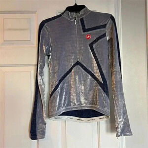 Castelli Men's Silver Long Sleeve Cycling Jersey Size M Lightweight